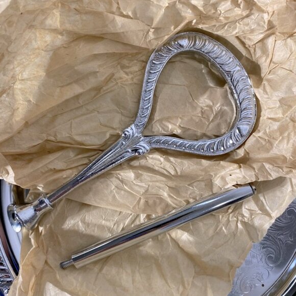 Vintage Irvinware Silver Tone Two Tier Serving Tray W Handle - Picture 7 of 16